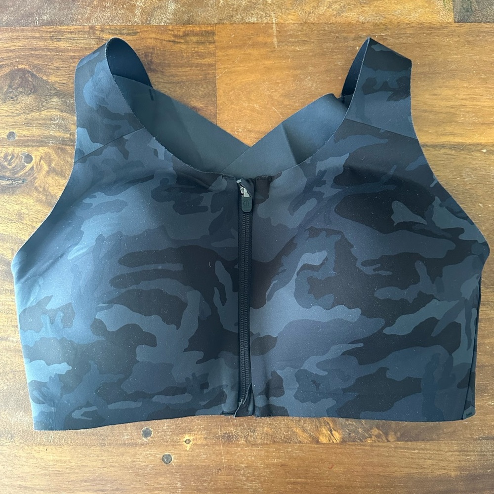 lululemon Enlite Black and Charcoal  camo High Supportive Sports Bra 36DD‎
